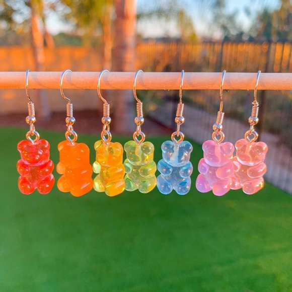 Gummy Bear Candy Retro Lightweight Fun/Cartoon Colorful Cute Dainty Earrings - Picture 2 of 16